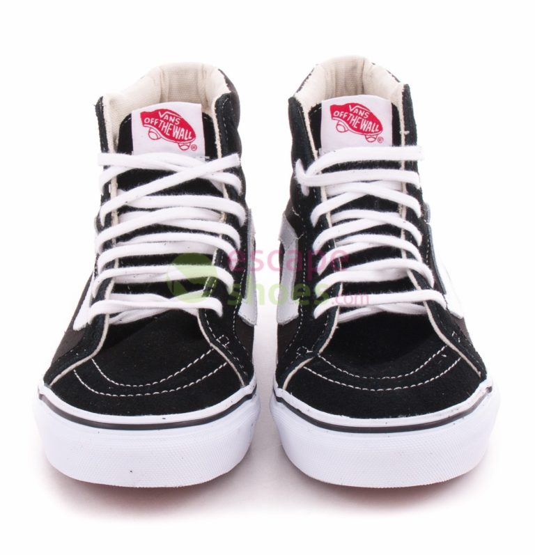 Vans sk8 hi slim black best sale and white