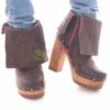 Botins XUZ Altos Fechos Eclaires Pele Castanha 1647-CS