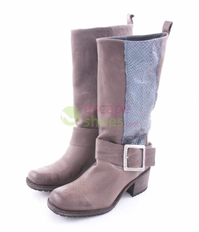 Botas XUZ Salmao Lateral Pele Cinza 7491-C