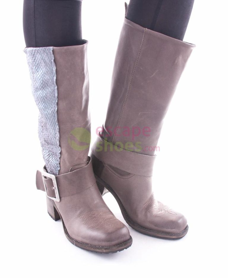 Botas XUZ Salmao Lateral Pele Cinza 7491-C