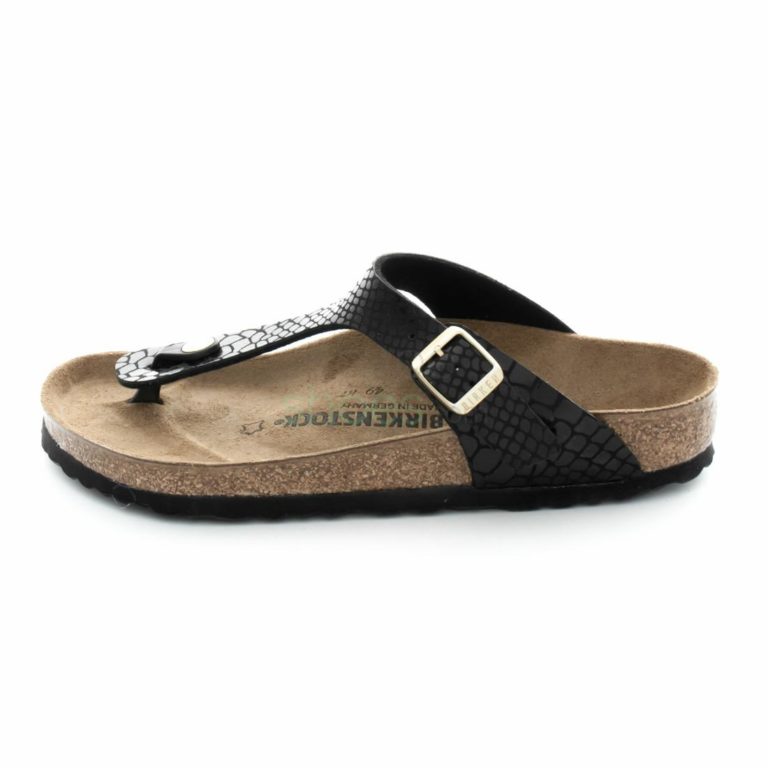 Sandals BIRKENSTOCK Gizeh 1004274 Shiny Snake Black