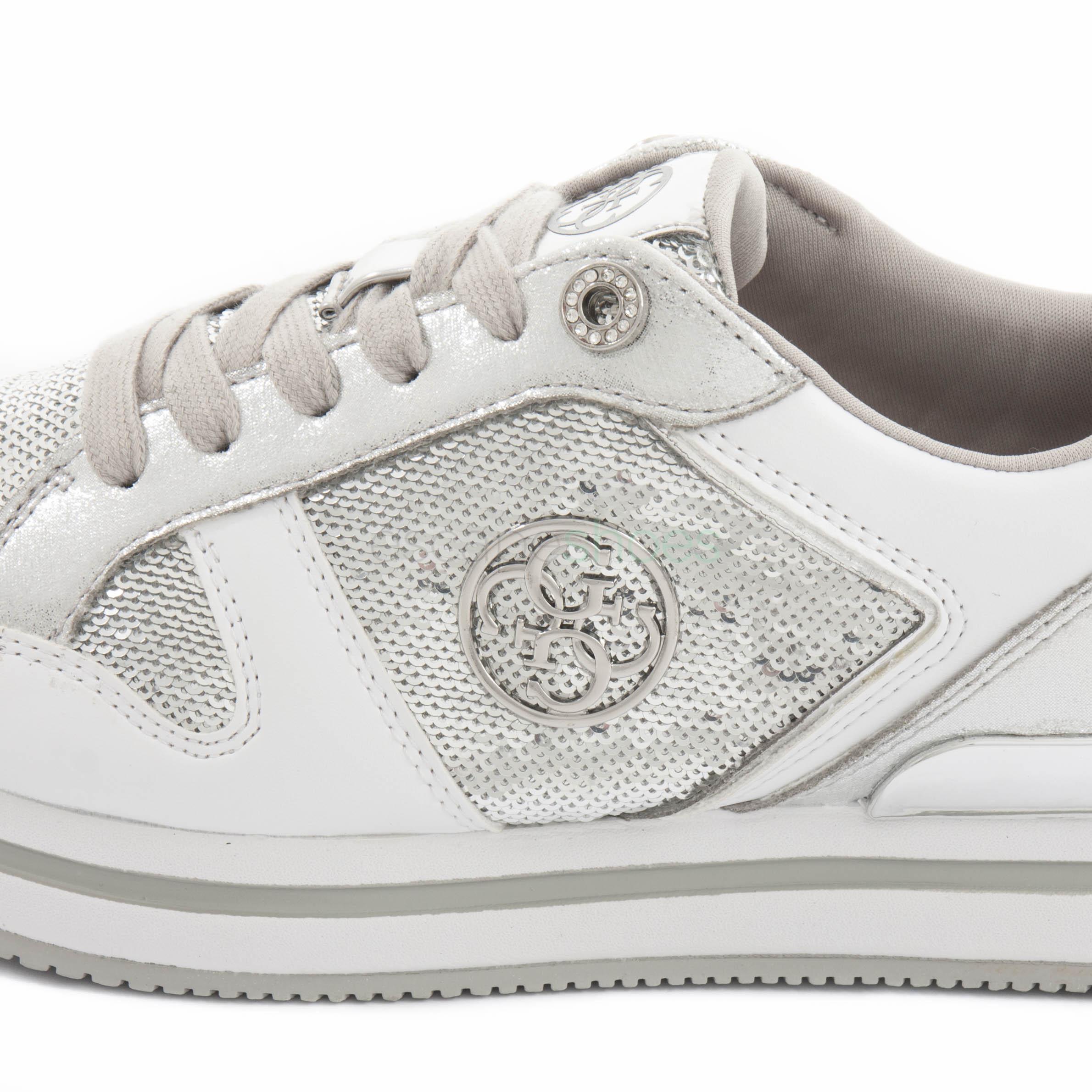 guess silver glitter trainers