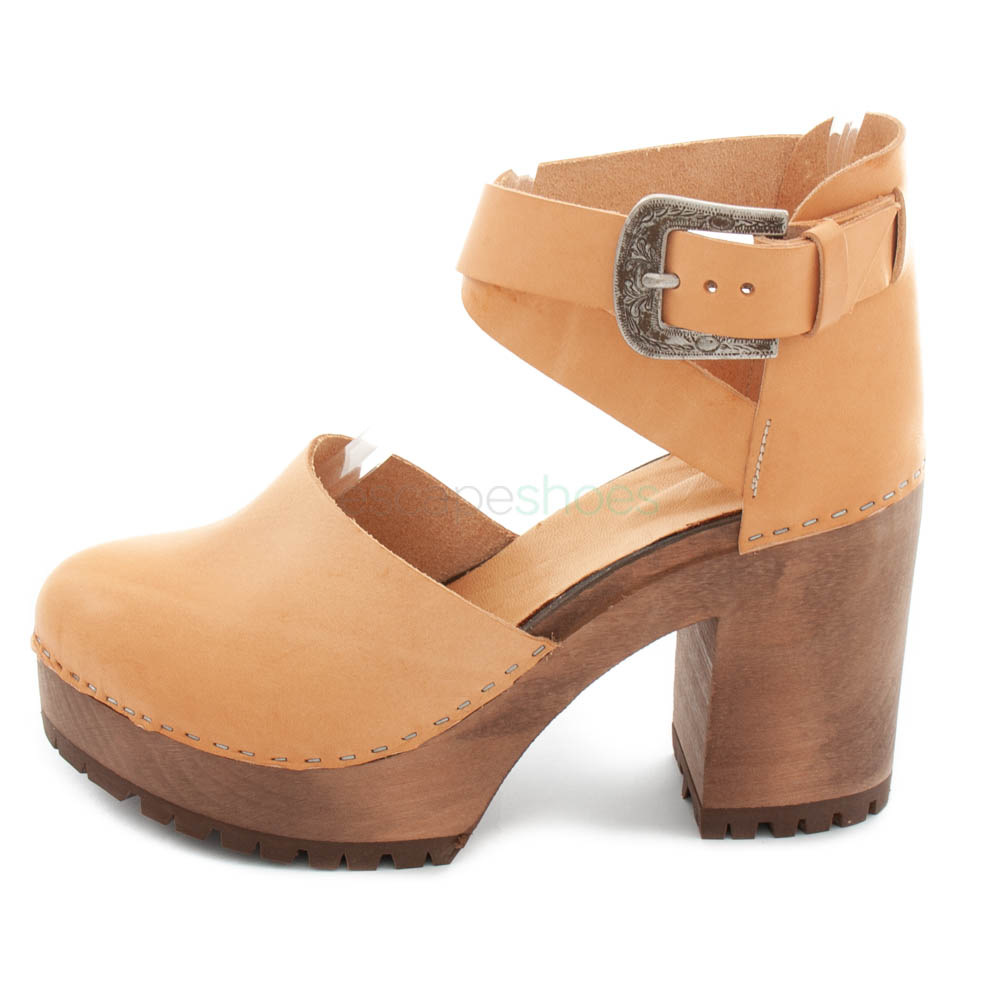 No.6 Two Strap Clog on Mid Heel in Desert
